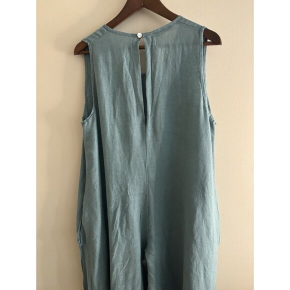 Maen 100% Linen Apron Romper Overall Pants Hankerchief Lagenlook Large pockets - Picture 6 of 15